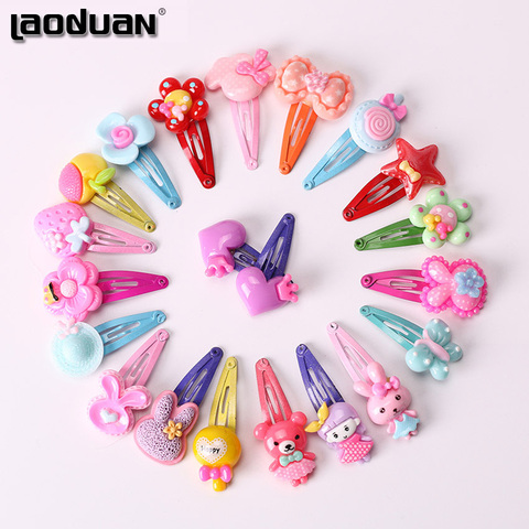 Barrette pour cheveux de bébé, 10 pièces, mélange de couleurs, mignon fleur, solide, dessin animé, fait à la main, épingle à cheveux pour enfants, accessoires ► Photo 1/6