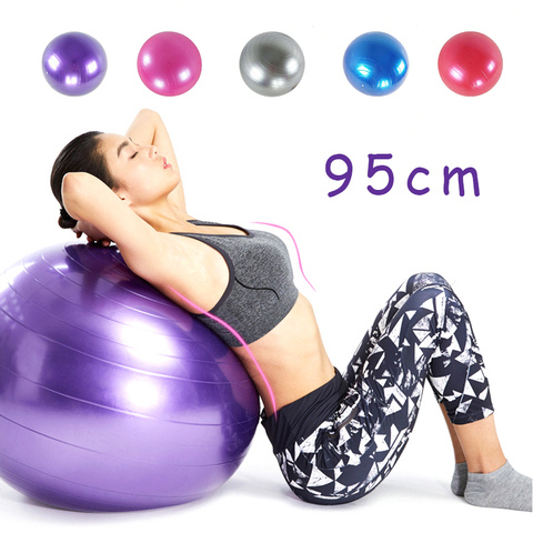 Grande boule de Yoga en PVC de 95cm, balles de Fitness, épais, anti-Explosion, exercice de rééducation, gymnastique à domicile, équipement de Pilates avec pompe ► Photo 1/6