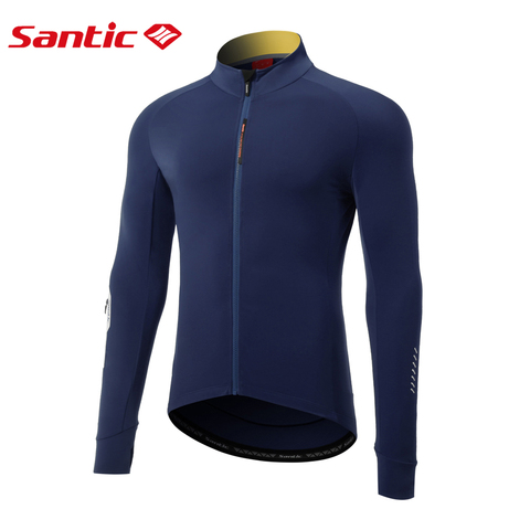 Santic hommes maillot de cyclisme hiver pleine fermeture éclair à manches longues chemises de vélo respirant polaire thermique vélo vêtements de sport réfléchissants ► Photo 1/6