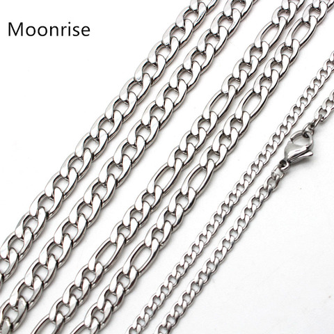 50cm 60cm 70cm Figaro lien chaîne bijoux classique gourmette collier 3-6MM acier inoxydable argent couleur chaîne pour hommes femmes ► Photo 1/6