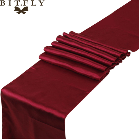 BIT.FLY-chemin de Table en Satin, 22 couleurs, décoration de Table, pour la maison, hôtel, fête de mariage, 12x108 pouces, livraison gratuite ► Photo 1/6