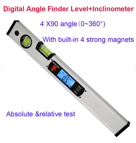 Niveau électronique numérique, détecteur d'angle, inclinomètre à 360 degrés avec aimants, règle de mesure de pente, 400mm ► Photo 1/6