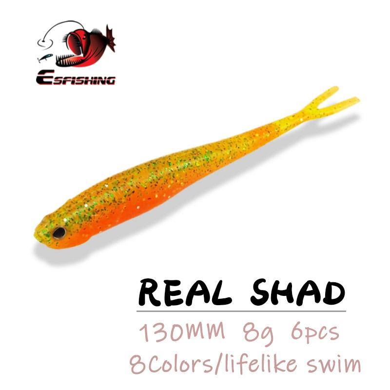 De pêche Leurre Souple 6 pièces 13 cm/8g Réel Alose 3D Eye Pêche Plastiques appâts Porcelaine Swimbait S'attaquer carpe Swimbait Shad Leurre Peche ► Photo 1/6