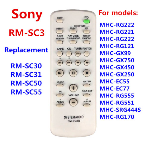 RM-SC3 NOUVELLE télécommande pour RM-SC30 RM-SC31RM-SC50 RM-SC55 Pour SONY CD HIFI Système Audio MHC-RG222 MHC-RG221 MHC-RG222 MHC-RG121 ► Photo 1/3