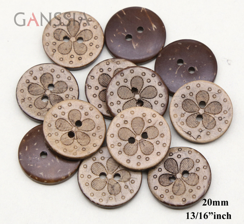 30 pièces/lot taille: noix de coco naturelle ronde 2 trous boutons, fleur avec 5 pétales bouton de conception, accessoires bouton de couture (ss-905) ► Photo 1/1