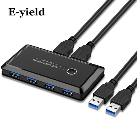 Boîtier de commutation USB 3.0/2.0 KVM, 4 périphériques partagés, 2 ports pour clavier, souris, imprimante, moniteur avec 2 câbles USB ► Photo 1/6