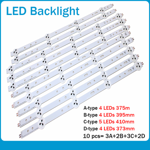 (Nouveau kit) 10 pièces LED barre de rétro-éclairage remplacement pour SVS400A79 4LED A B D 5LED C type SVS400A73 40D1333B 40PFL3208T LTA400HM23 ► Photo 1/3