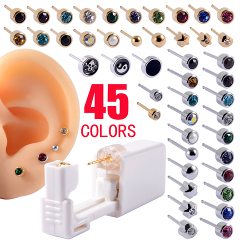 1 pièce jetable stérile oreille Piercing unité Cartilage Tragus hélice Piercing pistolet sans douleur Piercing outil Machine Kit goujon boule boucles d'oreilles ► Photo 1/6