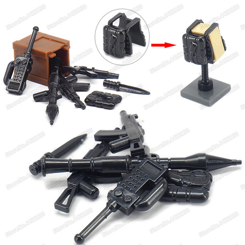 Blocs de construction de soldats, armes militaires, communicateur de l'armée, figurines, équipement, accessoires, modèle Moc WW2, jouets cadeaux pour enfants ► Photo 1/6