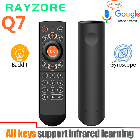 Nouveau Q7 rétro-éclairé gyroscope sans fil Air souris 2.4G intelligent voix télécommande IR apprentissage pour Ugoos X3pro plus Android TV Box vs G21Pro ► Photo 1/6