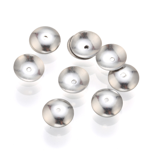 Bouchons de perles rondes en acier inoxydable, couleur argent, 4 5 6 8 10mm, pour la fabrication de bijoux, résultats de bracelets, accessoires ► Photo 1/6