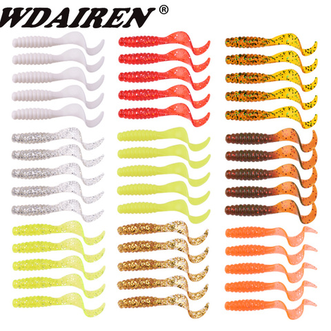 10 pièces Silicone souple leurres de pêche 4.8cm 1.2g ver gabarits Wobblers crevette poisson odeur additif attirail basse carpe appâts artificiels ► Photo 1/6