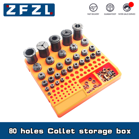 Boîte de rangement de mandrin ER, boîte de rangement de mandrin en plastique dur 80 trous ER11 ER16 ER20 ER25 ER32 ER40, centre d'usinage CNC ► Photo 1/4