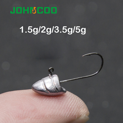 JOHNCOO 20 pièces Jig tête crochet 1.5g 2g 3.5g 5g Super pointu crochet de pêche plomb gabarit leurre appâts doux ver matériel de pêche ► Photo 1/6