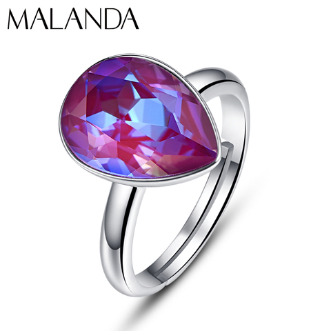 Bague ouverte en cristal Swarovski pour femmes, nouvelle mode, bijoux élégants de fête de mariage, cadeau pour maman et fille ► Photo 1/6