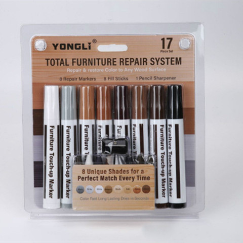 17 Pièces Meubles Retouche Kit Marqueurs et De Bâtons En Bois Rayures Restaurer Kit zéro patch peinture stylo bois réparation composite ► Photo 1/5