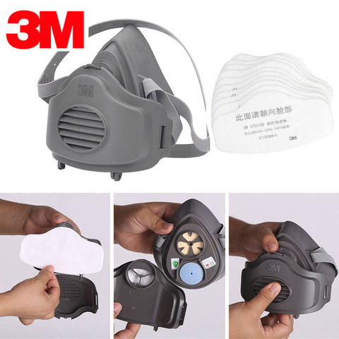 3M 3200 + 50pcs Filtres Demi Visage Poussière Masque À Gaz De Sécurité Masque De Protection Anti-Poussière Anti Vapeurs Organiques ► Photo 1/6