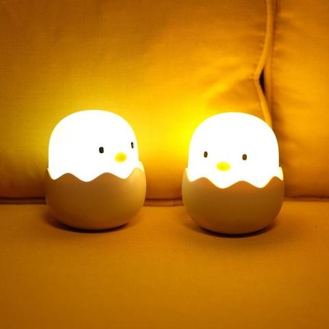 Capteur tactile oeuf de poulet en Silicone, veilleuse, éclairage d'ambiance romantique, LED, recharge USB, enfants ► Photo 1/6