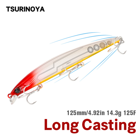 TSURINOYA-leurre méné flottant dur pour le lancer longue distance, appât artificiel idéal pour la pêche au bar ou au brochet, Jerkbait, 125mm, 14.3g ► Photo 1/6