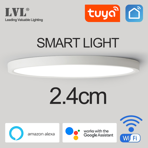 LED panneau lumineux intelligent WiFi App commande vocale travail avec Google Home Alexa Echo ultra-mince Surface montage panneau LED ► Photo 1/6