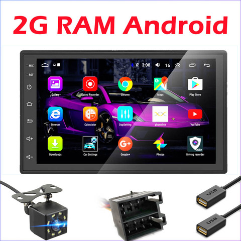 Autoradio Android, 2 go RAM, GPS, lecteur vidéo, 2 Din, pour voiture Volkswagen, Nissan, Hyundai, Kia, toyota, LADA, Ford, Chevrolet ISO ► Photo 1/6