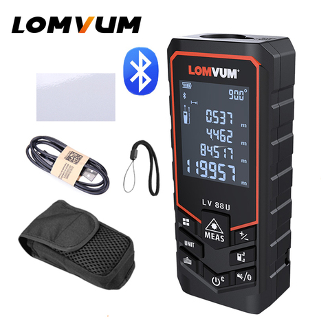 LOMVUM – télémètre Laser numérique portable, Bluetooth, Rechargeable USB, 120m 100m 80m 50m, nivellement électrique ► Photo 1/6