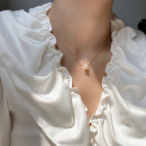 AOMU-collier en perles géométriques, Simple, chaîne de clavicule, porte-perles vide, cercle ajustable pour anniversaire, nouveauté 2022 ► Photo 1/6