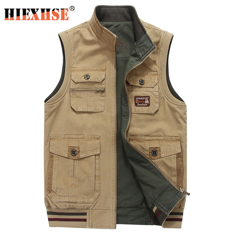 Plus grande taille 9XL Double face usure marque vêtements automne hommes gilets sans manches veste coton décontracté Multi poche gilet mâle Wai ► Photo 1/5