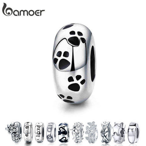 BAMOER – breloque d'espacement en argent sterling 925, authentique, empreinte de chien, chat, cœur, amour, compatible avec Bracelet Original SCC594 ► Photo 1/5