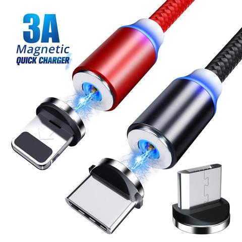 ANKNDO – câble Micro USB/type-c magnétique pour recharge rapide, cordon de chargeur aimanté pour téléphone iPhone/Xiaomi, 1m/2m ► Photo 1/6
