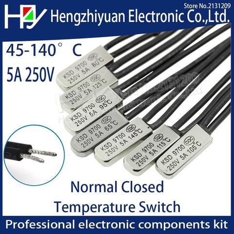 Fusibles de protection thermique, 250V, 5A, 45C, 50C, 55C, 60C, 65C, 70C, 75C, 80C, 85C, 90C, 95C, 100C, 105C, 110C, 115C, 125C, 140C, N/C, KSD9700 ► Photo 1/4
