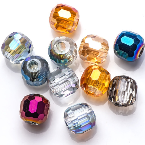 10 pièces rondes 8mm 10mm 12mm 14mm cristal verre à facettes perles en vrac pour la fabrication de bijoux bricolage artisanat résultats ► Photo 1/4