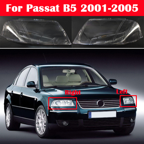 Couverture de phare avant de voiture pour Volkswagen Passat B5 2001-2005 abat-jour lampe frontale coquille de lumière lentille en verre 3B7941018F 3B7941017F ► Photo 1/6