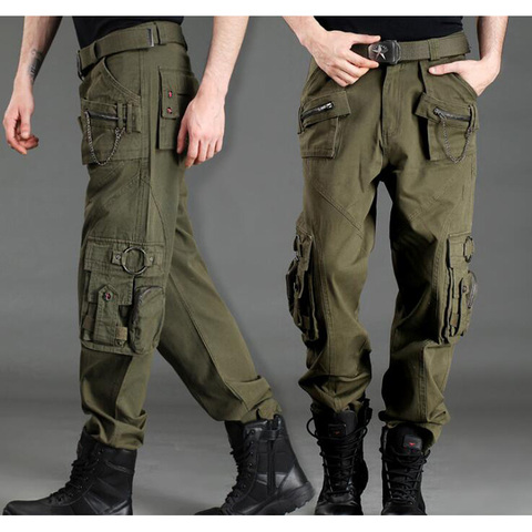 Pantalon Cargo de grande taille pour homme, vêtement de jogging décontracté, militaire, armée, vert, Camouflage, survêtement tactique, à la mode ► Photo 1/4