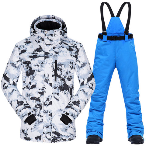 Costume De Ski Hommes Hiver 2022 Thermique Coupe-Vent Imperméable Vêtements pantalons De Neige Ski Veste Hommes Ensemble Ski Et Snowboard Costumes Marques ► Photo 1/6