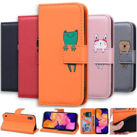 Drôle Panda grenouille chat étui pour Samsung Galaxy S20 FE S30 Plus Ultra A10 A20E A30 A40 A50 A51 A70 A71 mignon animal couverture magnétique D22G ► Photo 1/6