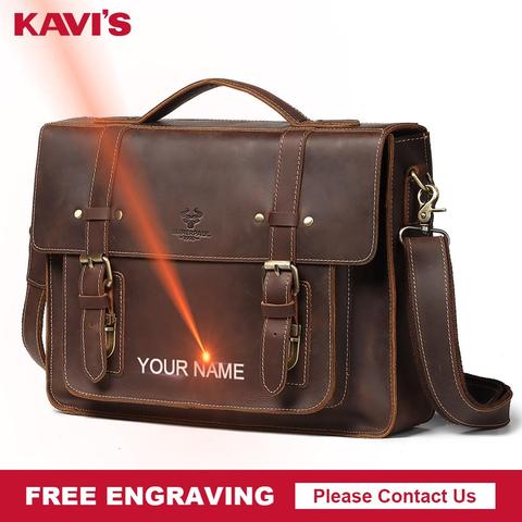KAVIS – sac messager en cuir de vache 100% véritable pour hommes, sacoche de qualité, sac à main d'affaires, porte-documents de voyage, sac à bandoulière 2022 ► Photo 1/6