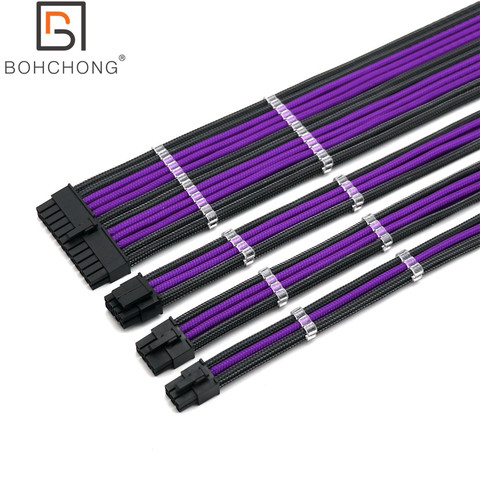 Base Kit De Câble D'extension 4mm PET 1 pièces 24Pin ATX 1 pièces CPU 8Pin 4 + 4Pin 1 pièces GPU 8pin 1 pièces GPU 6Pin PCI-E Câble D'extension De Puissance ► Photo 1/6