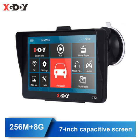 Xgody 742 voiture GPS navigateur 7 pouces camion GPS Navigation avec parasol écran tactile 256M + 8G Sat Nav russie Navitel cartes gratuites FM ► Photo 1/6