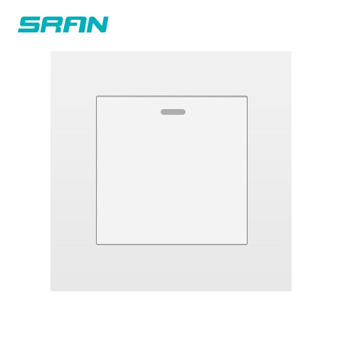 SRAN UK interrupteur d'éclairage mural, 1gang 1/2way 16A 250V ignifuge panneau PC blanc/noir/or/gris/argent 86mm * 86mm interrupteur à bascule ► Photo 1/6