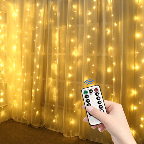 3X1 3X2 3X3M guirlandes de noël LED mariage fée USB chaîne lumière noël fée lumière jardin fête rideau décor ► Photo 1/6