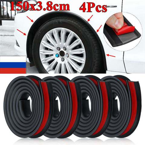 4 pièces 1.5M x 3.8CM universel caoutchouc voiture passage de roue Protection moulures Anti-collision garde-boue voiture roue Protection roue autocollant ► Photo 1/6