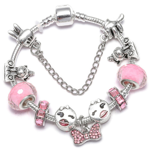 Bracelets à breloques de Style Animal, couleur argent, avec de jolies perles Marano, Bracelet fin Original pour enfants, cadeau spécial, livraison directe ► Photo 1/5