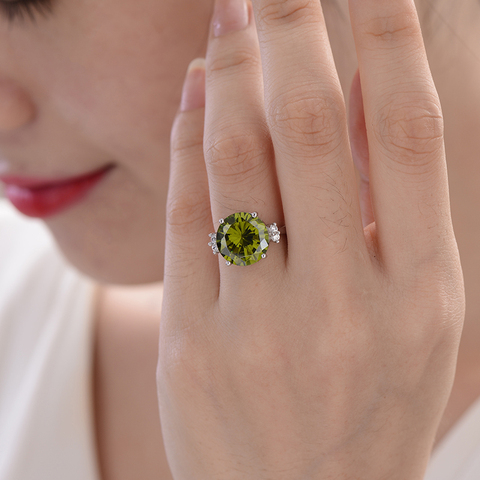 Anneaux pour femmes, argent 2017, bijoux Solitaire, Section verte spinelle, bijoux fins, fête de fiançailles, cadeau de noël, pour filles ► Photo 1/3