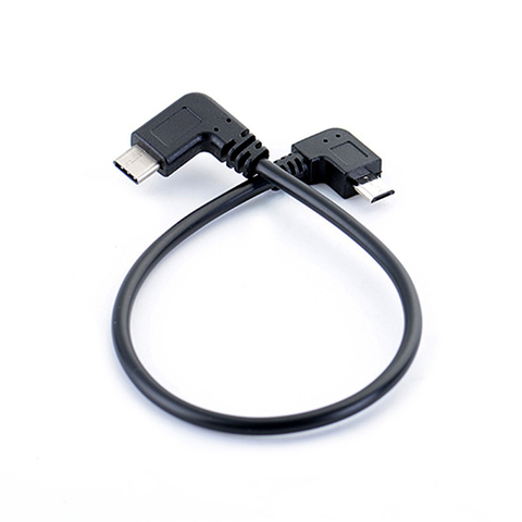 Convertisseur de câble Micro USB à Type c, 90 degrés, adaptateur OTG, cordon de données, câble noir de 25cm ► Photo 1/6
