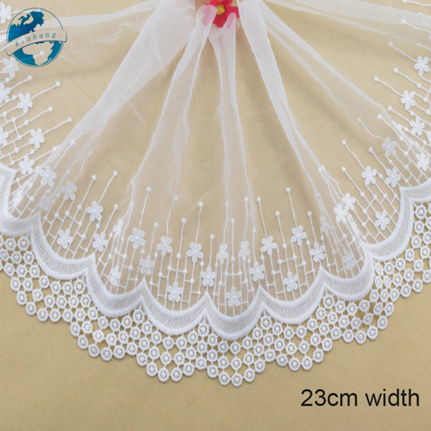 Ruban de broderie pour dentelle en polyester 23cm de large, garniture pour garniture en polyester, décoration de mariage, accessoires de vêtements poupées à monter soi-même, bord en dentelle #4016 ► Photo 1/5