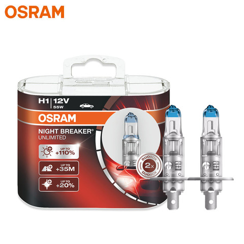 OSRAM H7 H11 H4 H1 H3 HB3 HB4 – disjoncteur de nuit illimité, phare de voiture blanc brillant, lampe halogène authentique, 12V, 3600K, 55W (paire) ► Photo 1/6