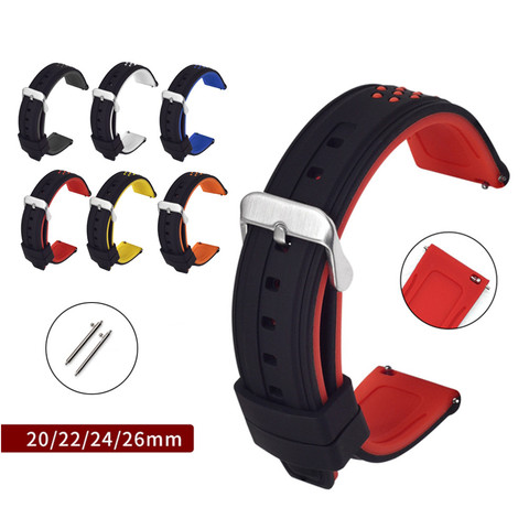 20mm 22mm 24mm 26mm Bracelet en Silicone pour Samsung Galaxy montre 42mm 46mm actif 2 engrenage S3 S2 Amazfit Bracelet à dégagement rapide ► Photo 1/6