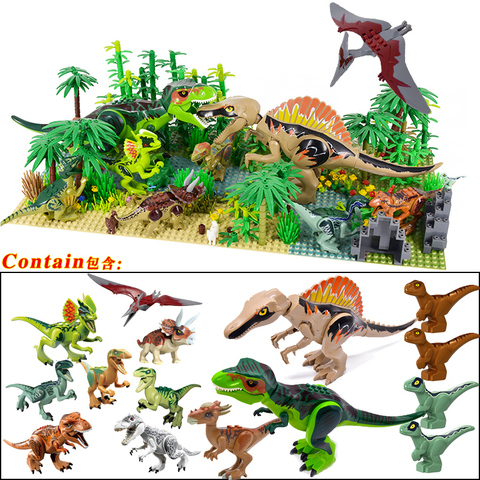 Nouveau jurassique dinosaure forêt tropicale animaux bricolage blocs dinosaures Mini modèles blocs de construction briques Kid Dino jouets pour les enfants ► Photo 1/4
