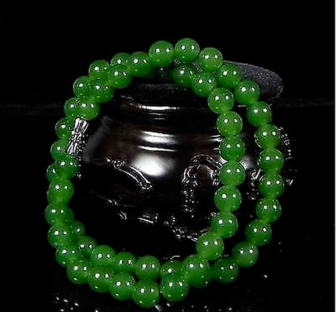 Collier de perles vertes naturelles, bijoux en jadéite chinoise, porte-bonheur, cadeau pour femmes et hommes, breloques ► Photo 1/3